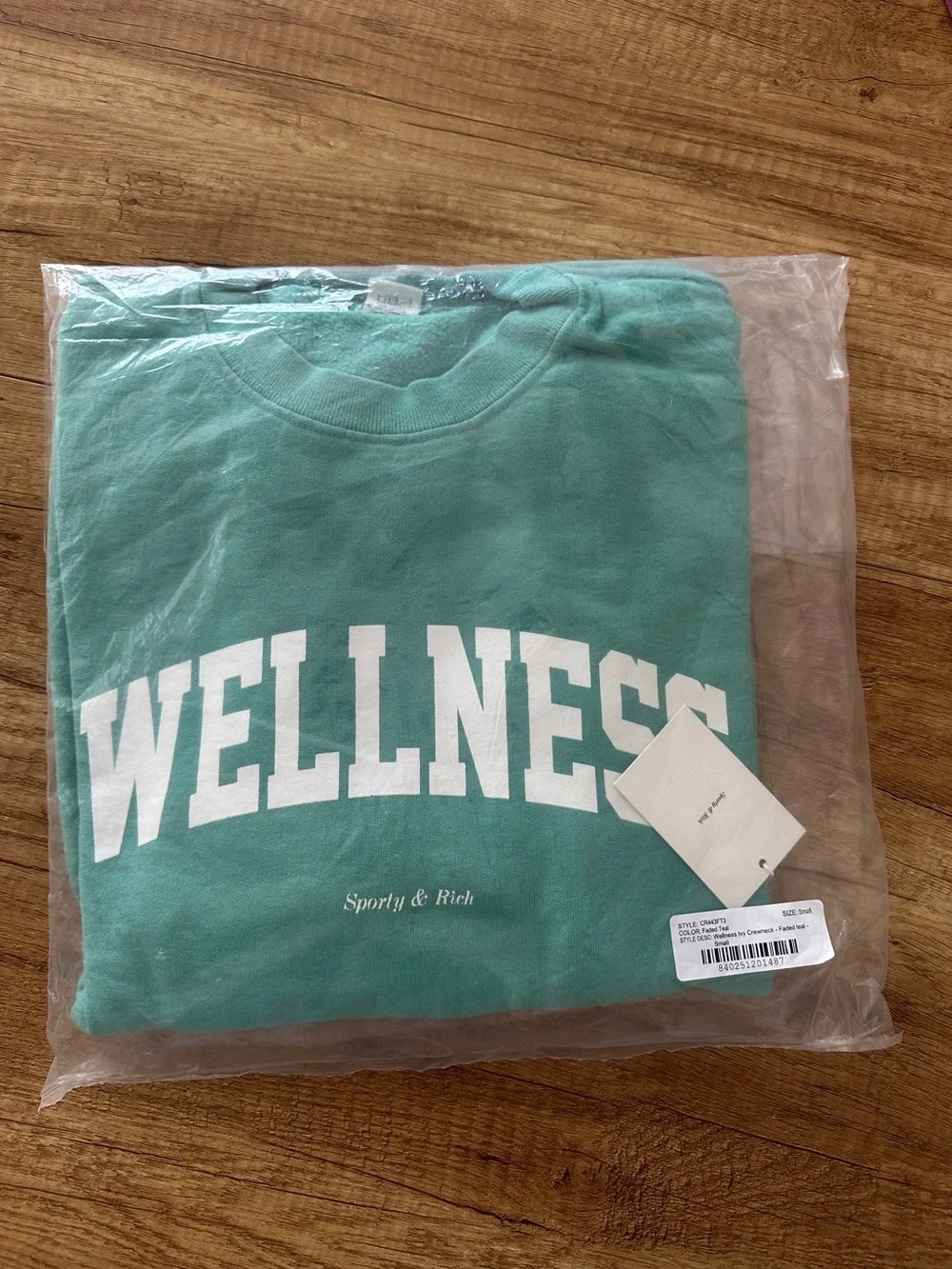 Sporty & Rich Brand New (NWT) Wellness Ivy Crewneck - Faded Teal